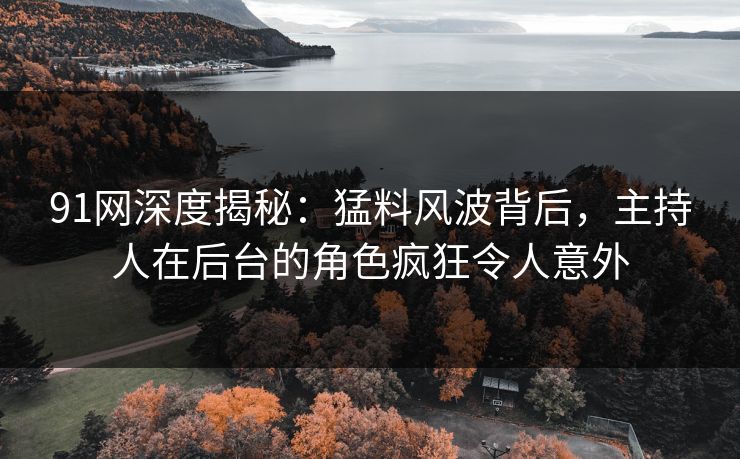 91网深度揭秘：猛料风波背后，主持人在后台的角色疯狂令人意外