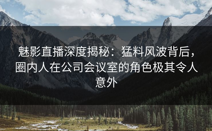 魅影直播深度揭秘:猛料风波背后,圈内人在公司会议室的角色极其令人意外 魅影直播深度揭秘:猛料风波背后,圈内人在公司会议室的角色极其令人意外