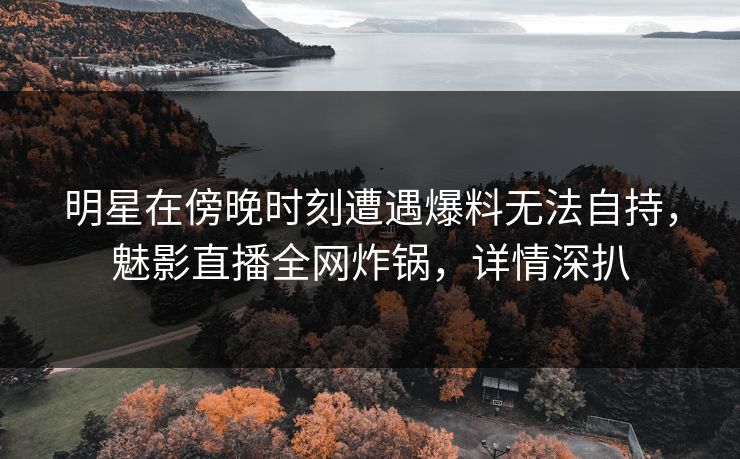 明星在傍晚时刻遭遇爆料无法自持，魅影直播全网炸锅，详情深扒