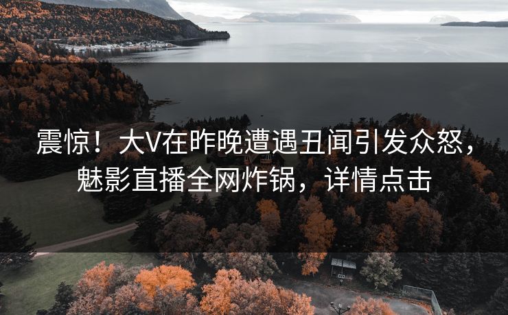 震惊！大V在昨晚遭遇丑闻引发众怒，魅影直播全网炸锅，详情点击