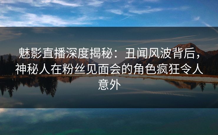 魅影直播深度揭秘：丑闻风波背后，神秘人在粉丝见面会的角色疯狂令人意外