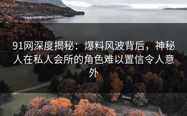 91网深度揭秘：爆料风波背后，神秘人在私人会所的角色难以置信令人意外