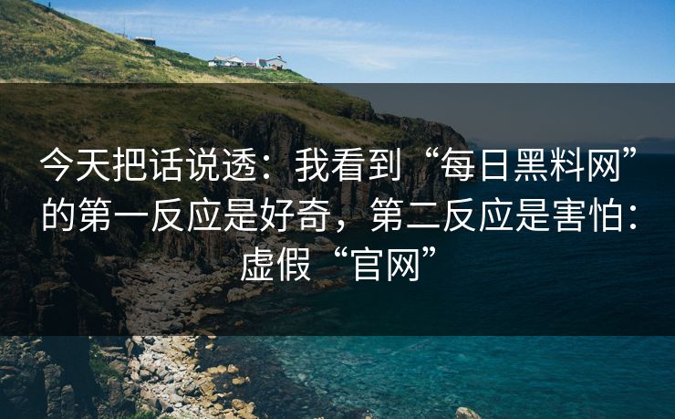 今天把话说透：我看到“每日黑料网”的第一反应是好奇，第二反应是害怕：虚假“官网”